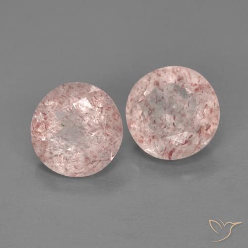 Pedras preciosas de Quartzo Morango Luz rosa natural de 2.21 ct, Redondo, Transparente
