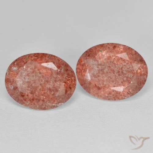 Pedras preciosas de Quartzo Morango Laranja Vermelho natural de 4.59 ct, oval, Translúcido