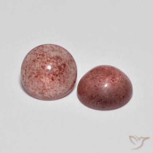 Pedras preciosas de Quartzo Morango rosa avermelhado natural de 4.39 ct, Redondo, Translúcido