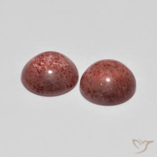 Pedras preciosas de Quartzo Morango rosa avermelhado natural de 4.39 ct, Redondo, Translúcido