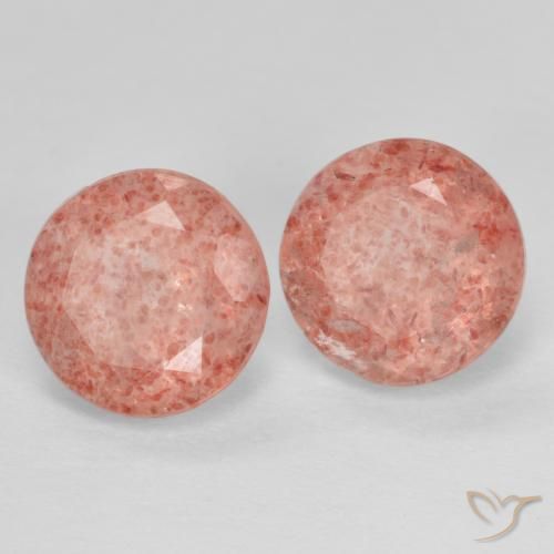 Pedras preciosas de Quartzo Morango rosa médio natural de 2.62 ct, Redondo, Translúcido
