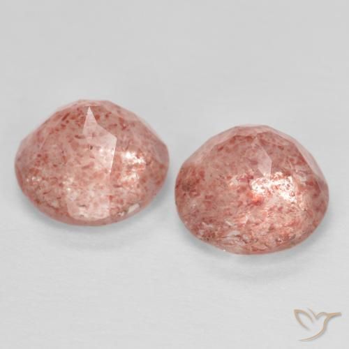 Pedras preciosas de Quartzo Morango rosa médio natural de 2.62 ct, Redondo, Translúcido