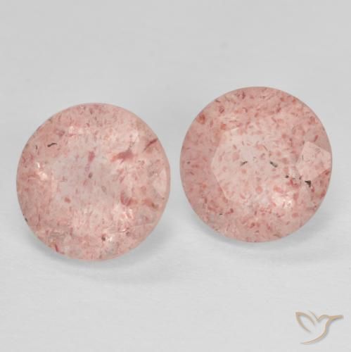 Pedras preciosas de Quartzo Morango Rosa Profundo natural de 2.28 ct, Redondo, Transparente