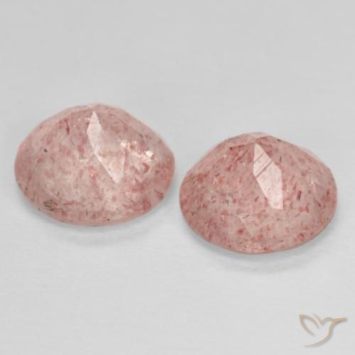 Pedras preciosas de Quartzo Morango Rosa Profundo natural de 2.28 ct, Redondo, Transparente