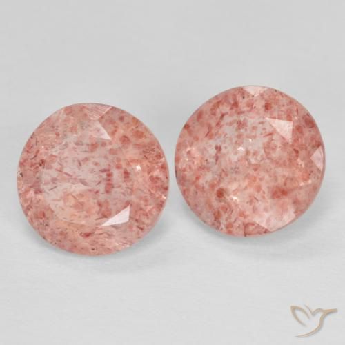 Pedras preciosas de Quartzo Morango rosa rosa natural de 2.19 ct, Redondo, Transparente