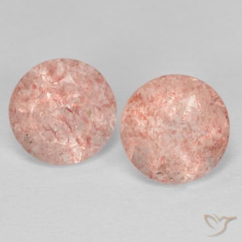 2.40ctw Natural Rosa Alaranjado Quartzo Morango, Redondo, Transparente