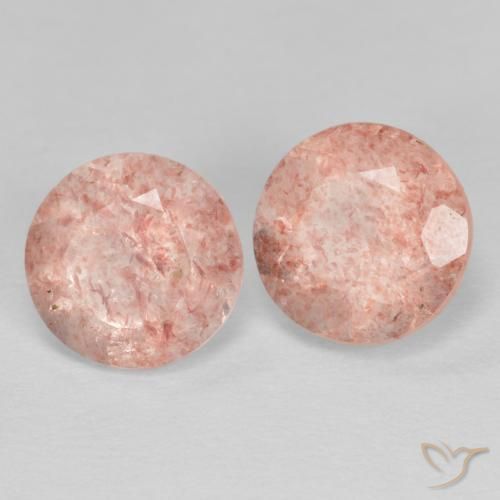 Pedras preciosas de Quartzo Morango Rosa Alaranjado natural de 2.40 ct, Redondo, Transparente