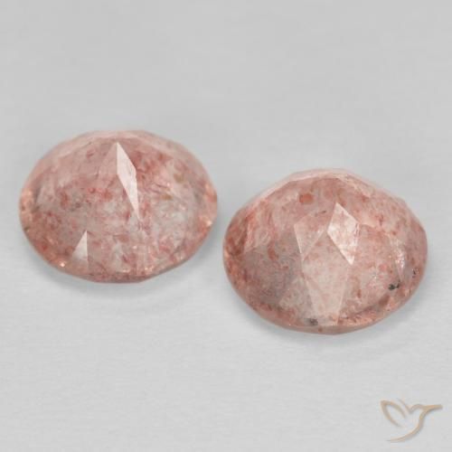 Pedras preciosas de Quartzo Morango Rosa Alaranjado natural de 2.40 ct, Redondo, Transparente