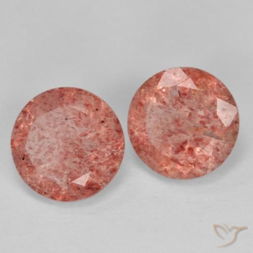 Pedras preciosas de Quartzo Morango rosa avermelhado natural de 2.02 ct, Redondo, Transparente