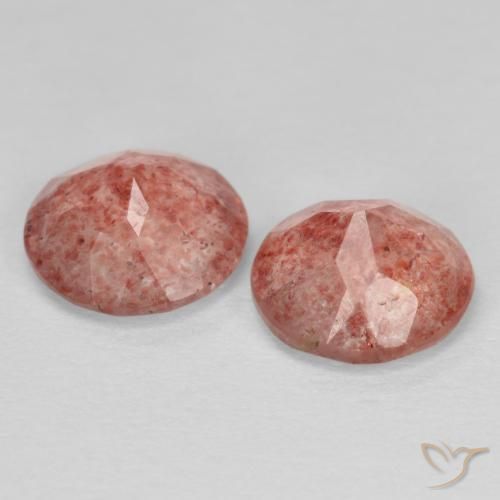 Pedras preciosas de Quartzo Morango rosa avermelhado natural de 2.02 ct, Redondo, Transparente
