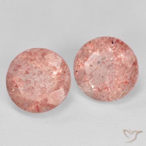 Pedras preciosas de Quartzo Morango rosa médio natural de 2.29 ct, Redondo, Transparente