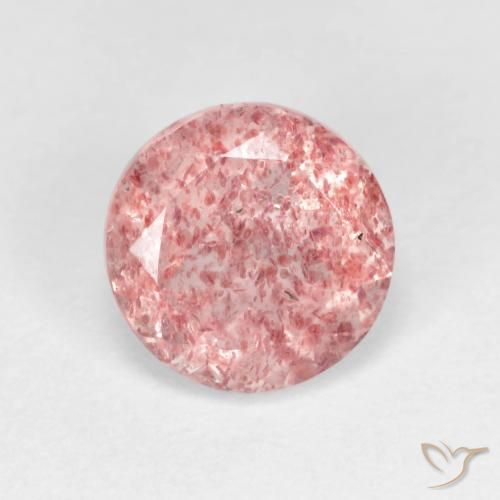 1.68ct Natural Rosa Chiclete Claro Quartzo Morango, Redondo, Transparente