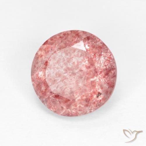 Quartzo Morango vermelho indiano Natural 1.60ct, Redondo, Transparente