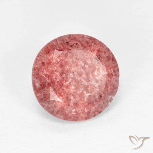 Quartzo Morango vermelho indiano Natural 1.52ct, Redondo, Transparente