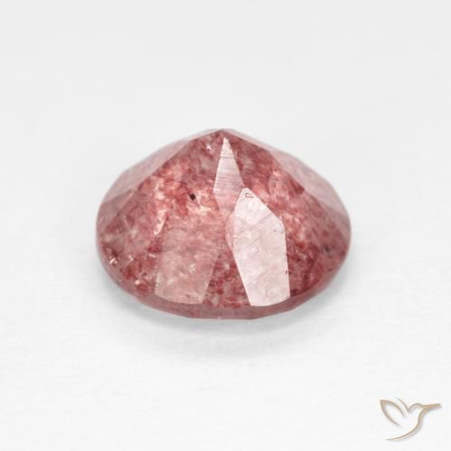 Quartzo Morango vermelho indiano Natural 1.52ct, Redondo, Transparente