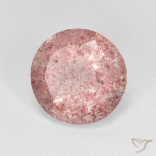 Quartzo Morango Rosa choque claro Natural 3.19ct, Redondo, Transparente
