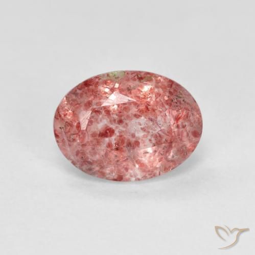 1.26ct Natural Framboesa Rosa Quartzo Morango, oval, Transparente