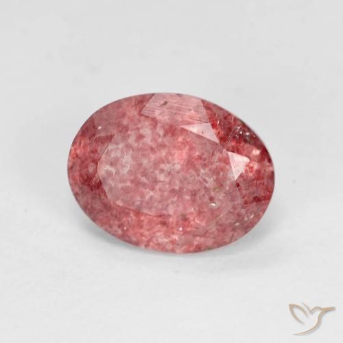 Quartzo Morango Vermelho brilhante Natural 1.72ct, oval, Transparente