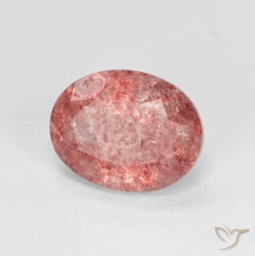 Quartzo Morango Vermelho brilhante Natural 1.89ct, oval, Transparente