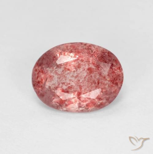 1.52ct Natural vermelho médio Quartzo Morango, oval, Transparente