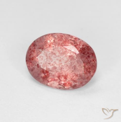 Quartzo Morango vermelho médio Natural 1.52ct, oval, Transparente