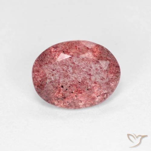 Quartzo Morango vermelho intenso Natural 1.49ct, oval, Transparente