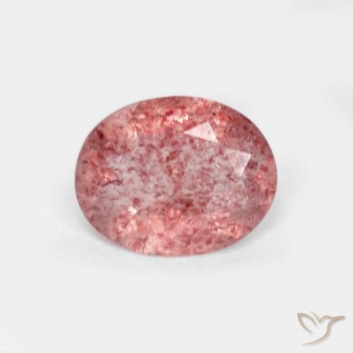 Quartzo Morango Vermelho brilhante Natural 1.22ct, oval, Transparente