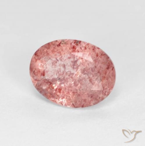 Quartzo Morango Vermelho brilhante Natural 1.74ct, oval, Transparente