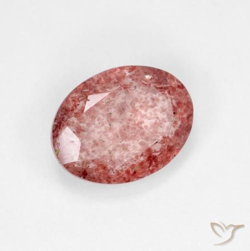 Quartzo Morango Vermelho brilhante Natural 1.60ct, oval, Transparente