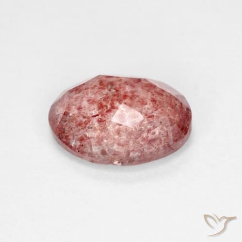Quartzo Morango Vermelho brilhante Natural 1.60ct, oval, Transparente