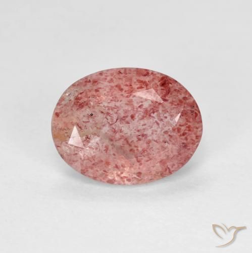 Quartzo Morango vermelho médio Natural 1.66ct, oval, Transparente