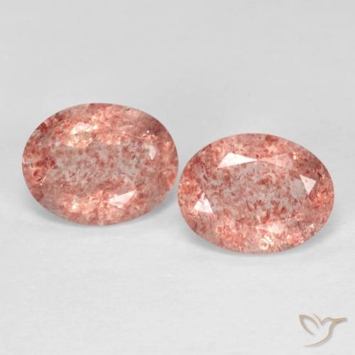 Pedras preciosas de Quartzo Morango Medium Dark-Pink natural de 3.17 ct, oval, Transparente