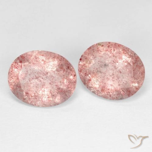 Pedras preciosas de Quartzo Morango Rosa Profundo natural de 6.35 ct, oval, Transparente