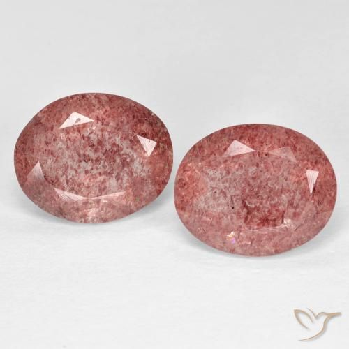 Pedras preciosas de Quartzo Morango rosa médio natural de 6.57 ct, oval, Transparente