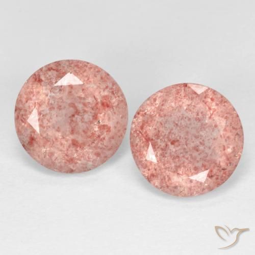Pedras preciosas de Quartzo Morango vermelho indiano natural de 4.83 ct, Redondo, Transparente