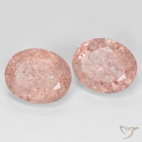Pedras preciosas de Quartzo Morango Luz rosa natural de 7.77 ct, oval, Transparente