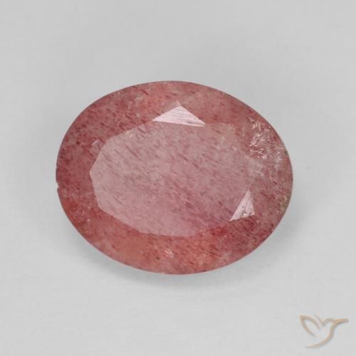 Quartzo Morango Vermelho brilhante Natural 3.78ct, oval, Translúcido