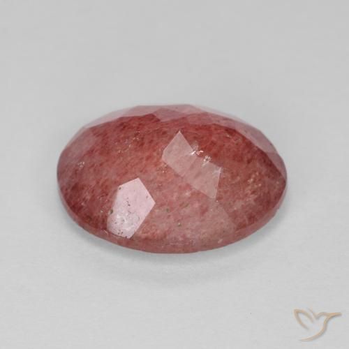 Quartzo Morango Vermelho brilhante Natural 3.78ct, oval, Translúcido