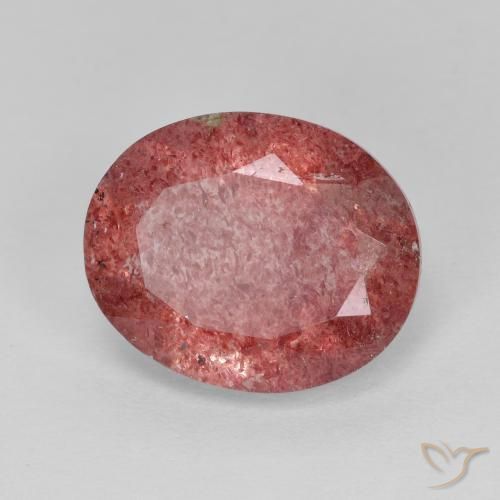 Quartzo Morango vermelho médio Natural 4.37ct, oval, Translúcido