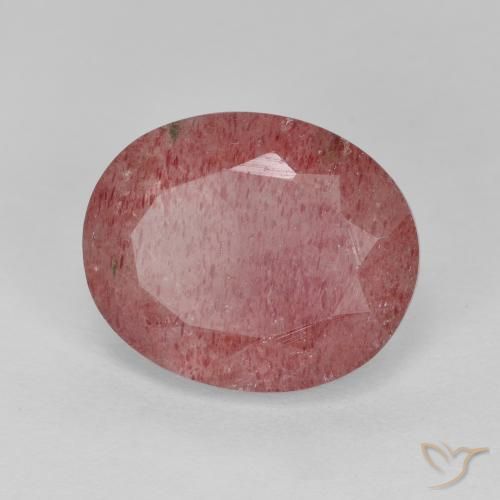 Quartzo Morango vermelho médio Natural 4.44ct, oval, Translúcido