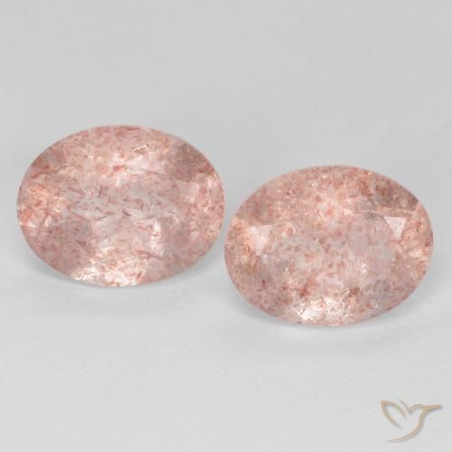 Pedras preciosas de Quartzo Morango rosa médio natural de 3.47 ct, oval, Transparente