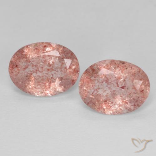 Pedras preciosas de Quartzo Morango Laranja Rosa natural de 3.05 ct, oval, Transparente