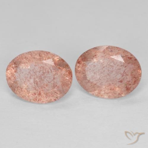 3.10ctw Natural Laranja Rosa Quartzo Morango, oval, Transparente