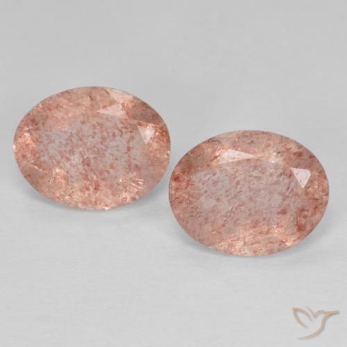 Pedras preciosas de Quartzo Morango Laranja Rosa natural de 3.10 ct, oval, Transparente