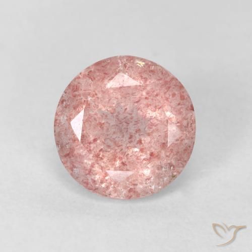 2.51ct Natural Rosa Terroso Quartzo Morango, Redondo, Transparente