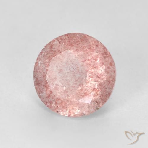 Quartzo Morango Rosa Terroso Natural 2.51ct, Redondo, Transparente