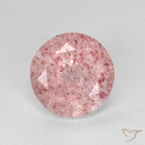 2.40ct Natural Rosa Chiclete Claro Quartzo Morango, Redondo, Transparente