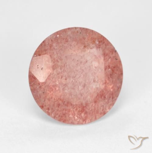 Quartzo Morango Laranja Avermelhado Pálido Natural 3.45ct, Corte Redondo, Transparente