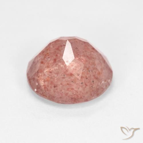 Quartzo Morango Laranja Avermelhado Pálido Natural 3.45ct, Corte Redondo, Transparente