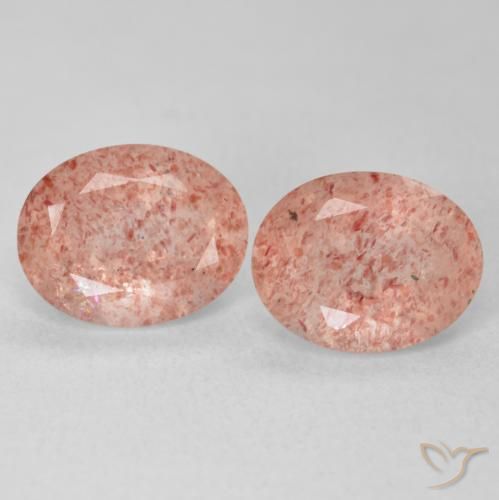 Pedras preciosas de Quartzo Morango joaninha vermelha natural de 3.82 ct, oval, Transparente